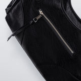 Studded Leather Shoulder Bag (Black)