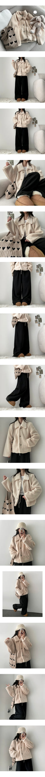 G DEN string thick fleece wide pants