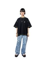 配色ステッチTシャツ