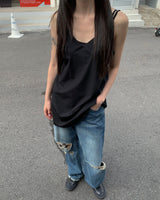 Denim damage pants