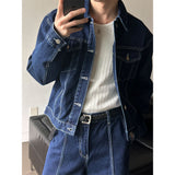 [SET UP가능] Stitch crop denim trucker jacket(2color)