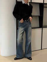 オールカットブルーブーツカットパンツ