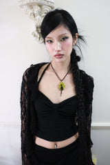 Ribbon crop halter top (2color)