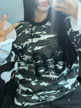 ミリタリーレイヤードオーバーフィットロゴスリーブTシャツ 🩶💚🤍2カラー