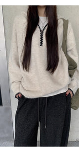ニッチワイドフードウールジップアップニット