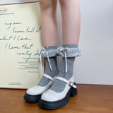 French Polka Dot Bubble Frill Ribbon Socks