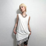 KNOTTED BUTTON LACE TANK