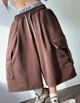 FORMAL BASIC CARGO WIDE BERMUDA 🤎🩶🖤🤍4COLOR