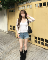 Natural denim shorts