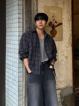 Enter checkered cropped shirt
