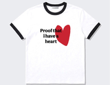 エッセンシャルスタンダード半袖リンガーTシャツ レッドハートホワイト
