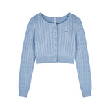 Cable Knit Crop Cardigan_Sky