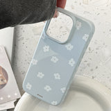 シフォンブルーホワイトサマーフラワーハード iPhone ケース