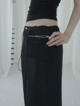 Illoque Pocket Nylon Long Skirt