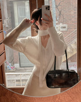 Knit cardigan & scarf set