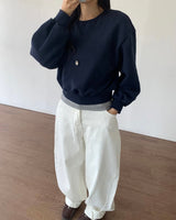 Burnt Overfit Balloon Crop Sweatshirts 4C