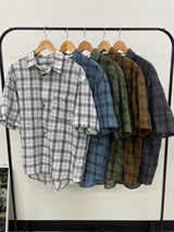 checkered short-sleeved shirt