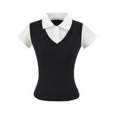 Alessa Layered Collar Slim Top