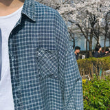 [ASCLO MADE] Tencel Indigo Washed Check Shirt