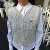 SMALL CHERRY CABLE CROP ニットベスト - MELANGE GRAY