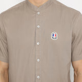 MON AKITA - Fujita Men Short Sleeve Shirt Dark Beige