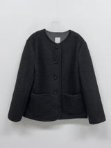 [2oz lining] Hairy wool round jacket