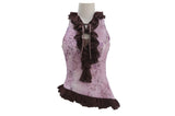 [Rose Island] Shiny Floral Halter Ruffle Edge V-Neck Retro Sweet Waist-Cinching Off-Shoulder Top