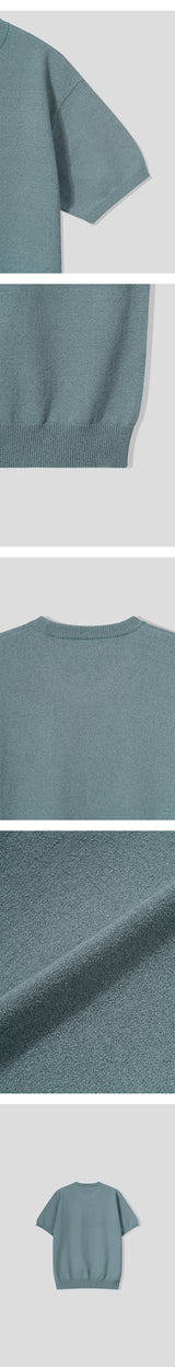 [S/S] ブークレラウンドネックハーフニット(6color)