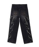 FLAME STAGE PANTS - WASHED BLACK