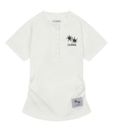 MERIA HENRY NECK RAGLAN SHIRRING HALF T (2COLOR)