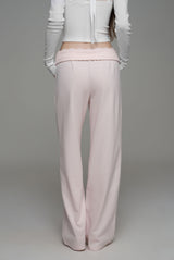 Lace tea straight pants, Pink