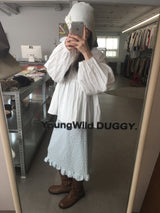 Tulle floral frill midi skirt (2color)