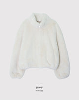 #Elegant Hairy Crop Zip-up Fur Jacket (2color)