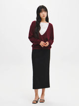 DEEP V-NECK LOOSE FIT KNIT PULLOVER