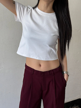 [BASIC ITEM] Basic semi crop t-shirts(4color)