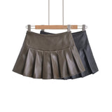 leather pleated pants mini skirt