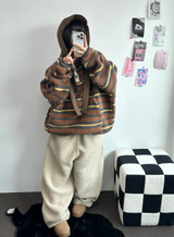 クリームテディシープファーロングパンツ🧸🤎🐑🖤3COLOR