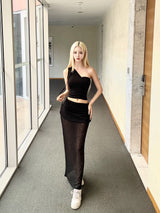 1381. Glad shirring unbal sleeveless (3color)
