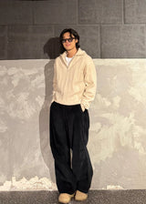 High-Neck Cable Half-Zip Up Knit 6COLOR