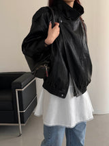 Move high neck leather jacket