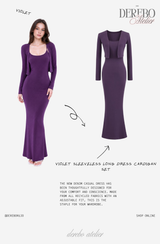 Violet Sleeveless Long Dress Cardigan Set (LONG)