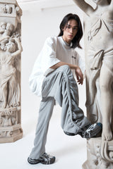 シャーリングワイドバンディドパンツ (GRAY)