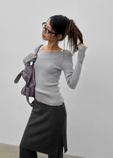 [MADE] Soflen Wool Button Boat Neck Knit