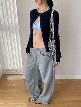 Chewing Ribbed Button Round Neck Long Sleeve Cardigan