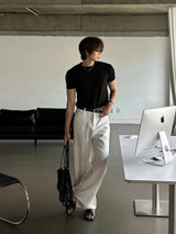 [SET] アベンカットマッスルフィット半袖Tシャツ + メールカットフレアフィットデニムパンツ