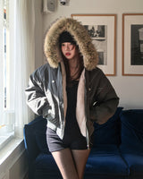 Trisher Raccoon Fur Cut-Out Padded Jumper