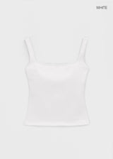 [B-BASIC] Basic Cotton Span Square Neck Sleeveless (Built-in Cap)