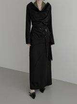 Scar Drape Layered Wrap Long Skirt