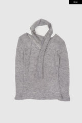 Leah V-neck strap wool knit
