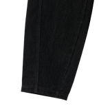 Velvet Stitch Curve Balloon Wide Denim Pants - BLACK